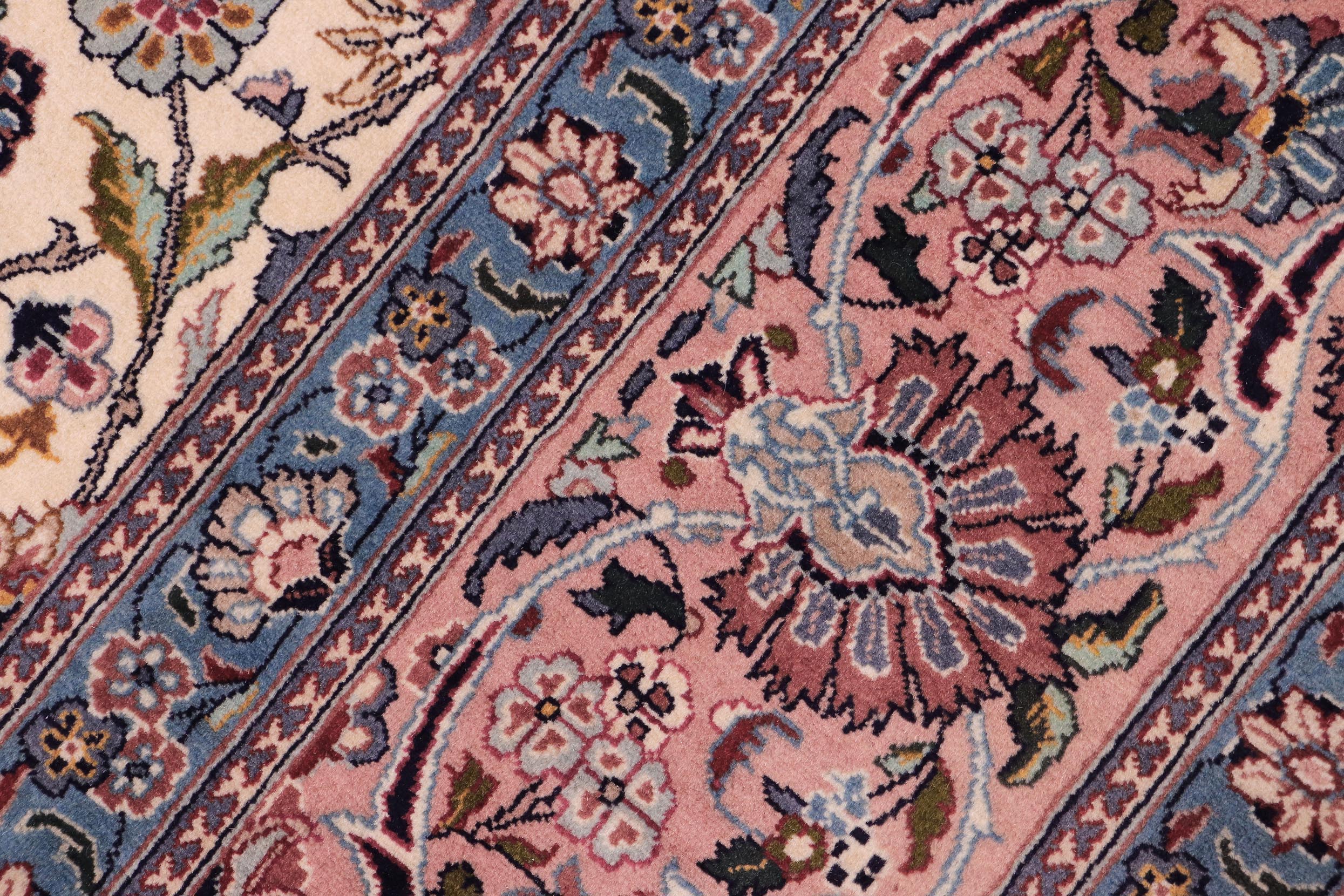 handmade Traditional Shahbaaz Ivory Pink Hand Knotted RECTANGLE 100% WOOL area rug 9x12