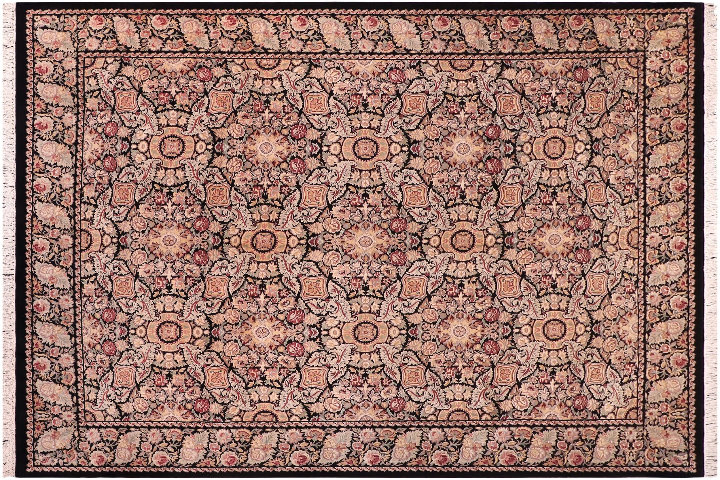 handmade Transitional Doop Black Black Hand Knotted RECTANGLE 100% WOOL area rug 9x12
