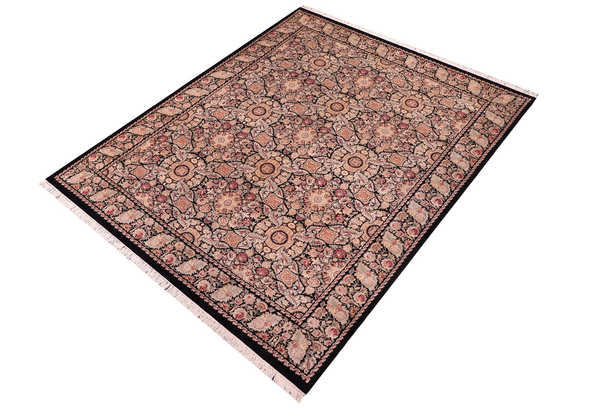 handmade Transitional Doop Black Black Hand Knotted RECTANGLE 100% WOOL area rug 9x12