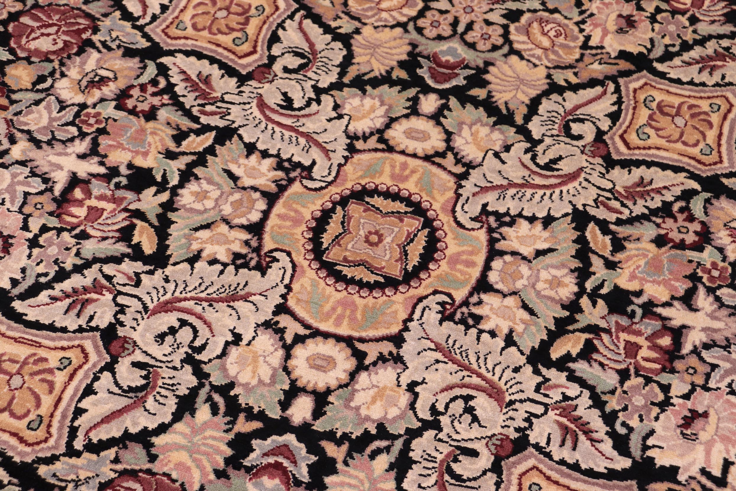 handmade Transitional Doop Black Black Hand Knotted RECTANGLE 100% WOOL area rug 9x12