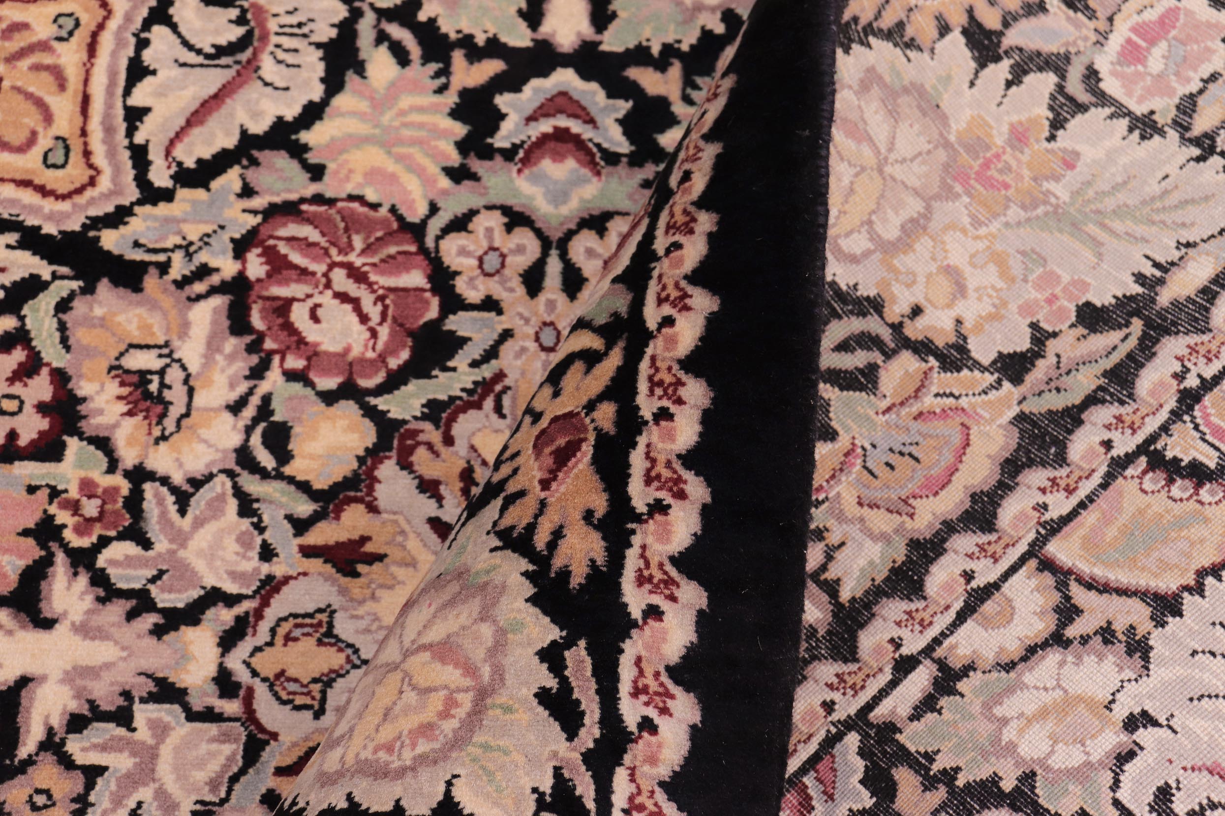 handmade Transitional Doop Black Black Hand Knotted RECTANGLE 100% WOOL area rug 9x12