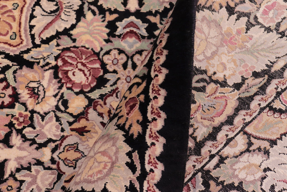 handmade Transitional Doop Black Black Hand Knotted RECTANGLE 100% WOOL area rug 9x12