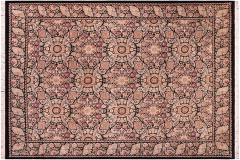 handmade Transitional Doop Black Black Hand Knotted RECTANGLE 100% WOOL area rug 9x12