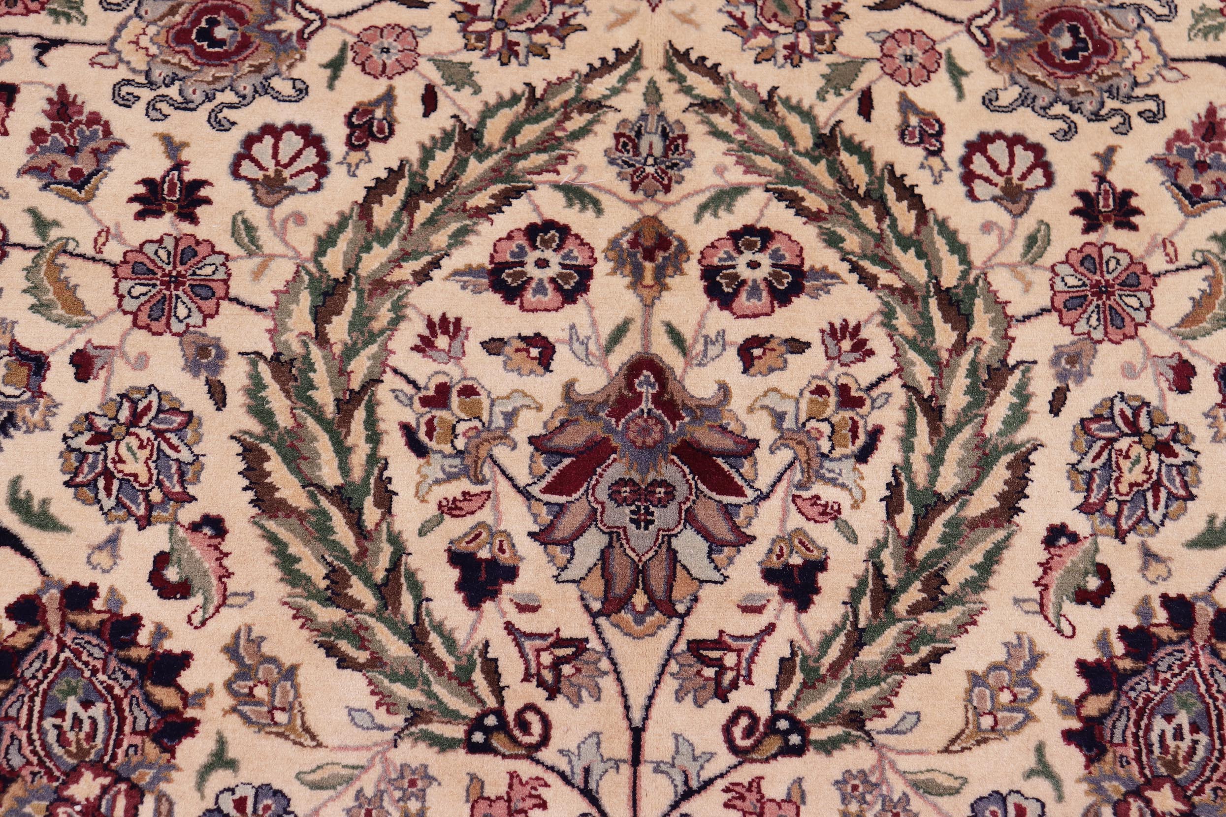 handmade Traditional Dabir Ivory Aubergine Hand Knotted RECTANGLE 100% WOOL area rug 9x13