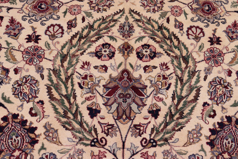 handmade Traditional Dabir Ivory Aubergine Hand Knotted RECTANGLE 100% WOOL area rug 9x13