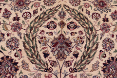 handmade Traditional Dabir Ivory Aubergine Hand Knotted RECTANGLE 100% WOOL area rug 9x13
