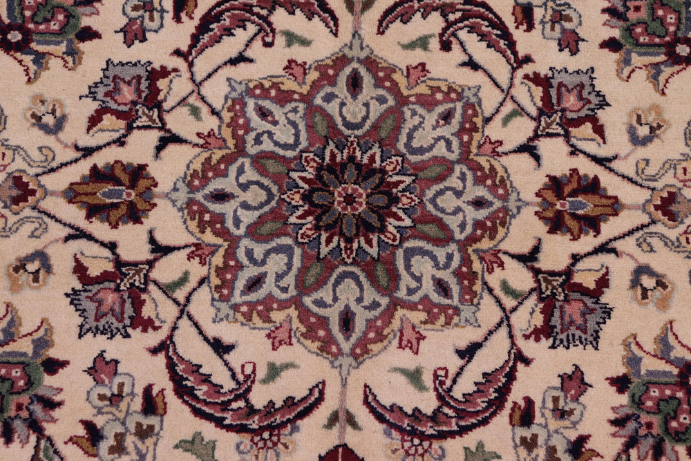 handmade Traditional Dabir Ivory Aubergine Hand Knotted RECTANGLE 100% WOOL area rug 9x13