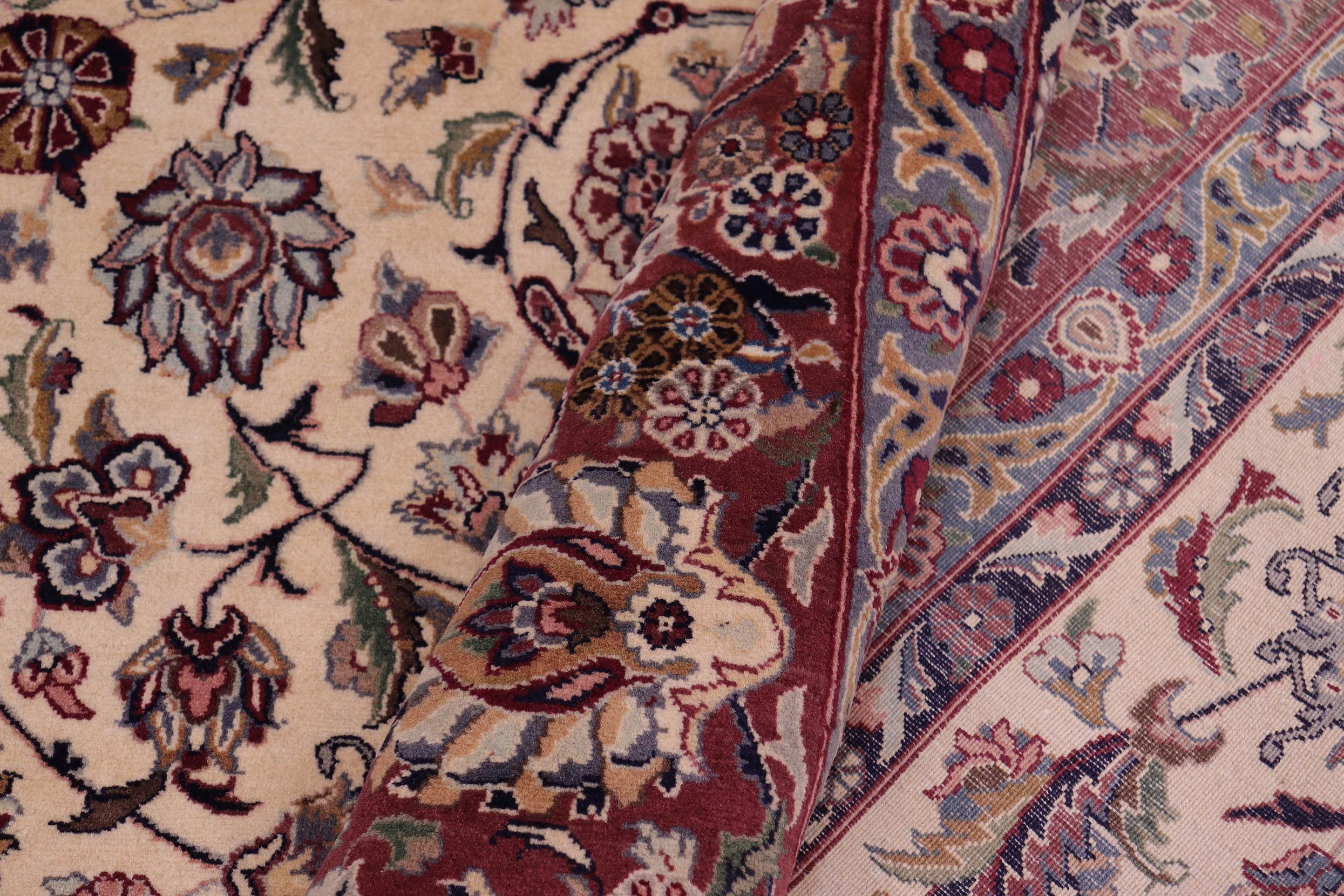 handmade Traditional Dabir Ivory Aubergine Hand Knotted RECTANGLE 100% WOOL area rug 9x13