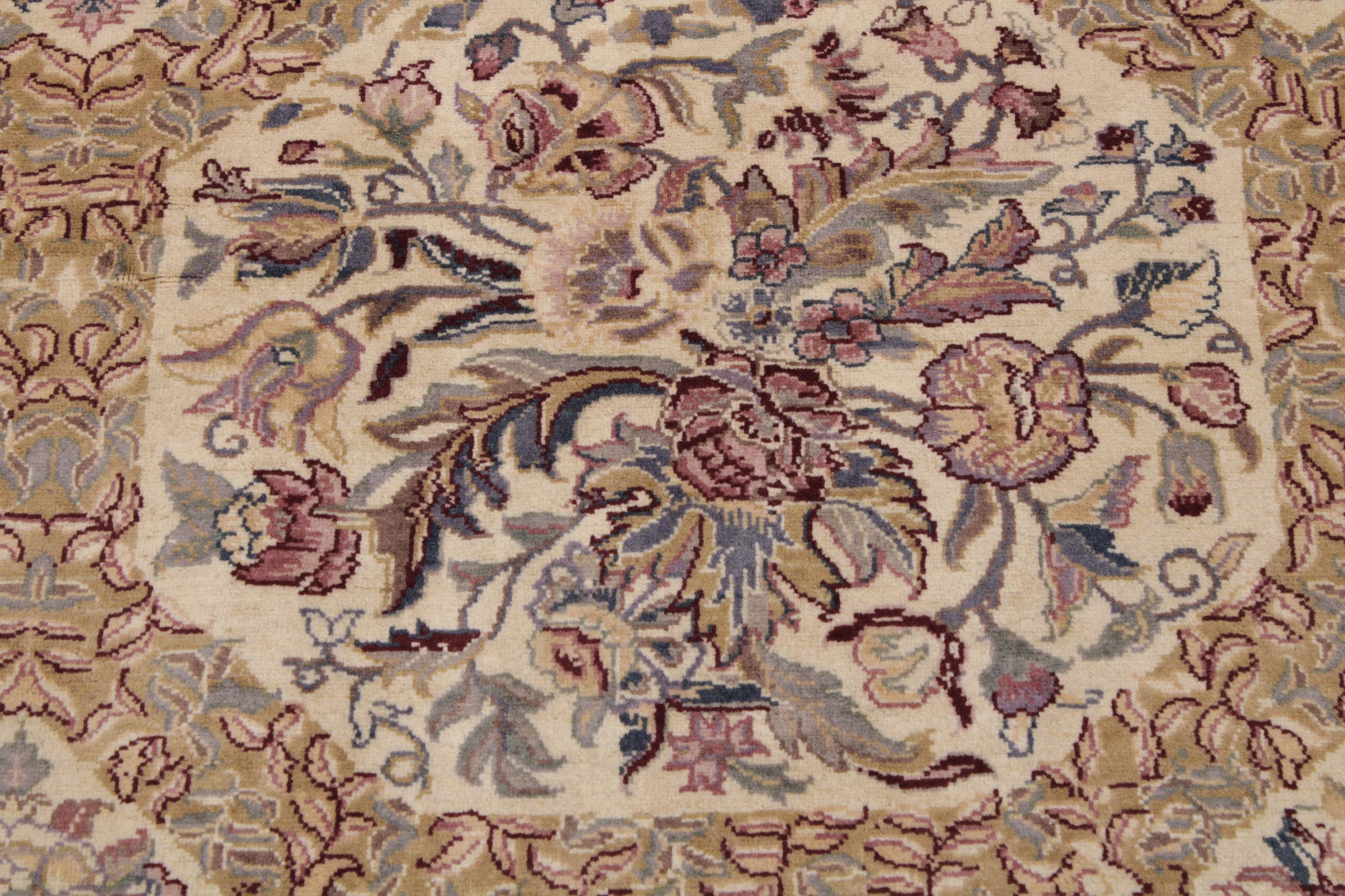 handmade Traditional Nazakat Beige Gold Hand Knotted RECTANGLE 100% WOOL area rug 9x12