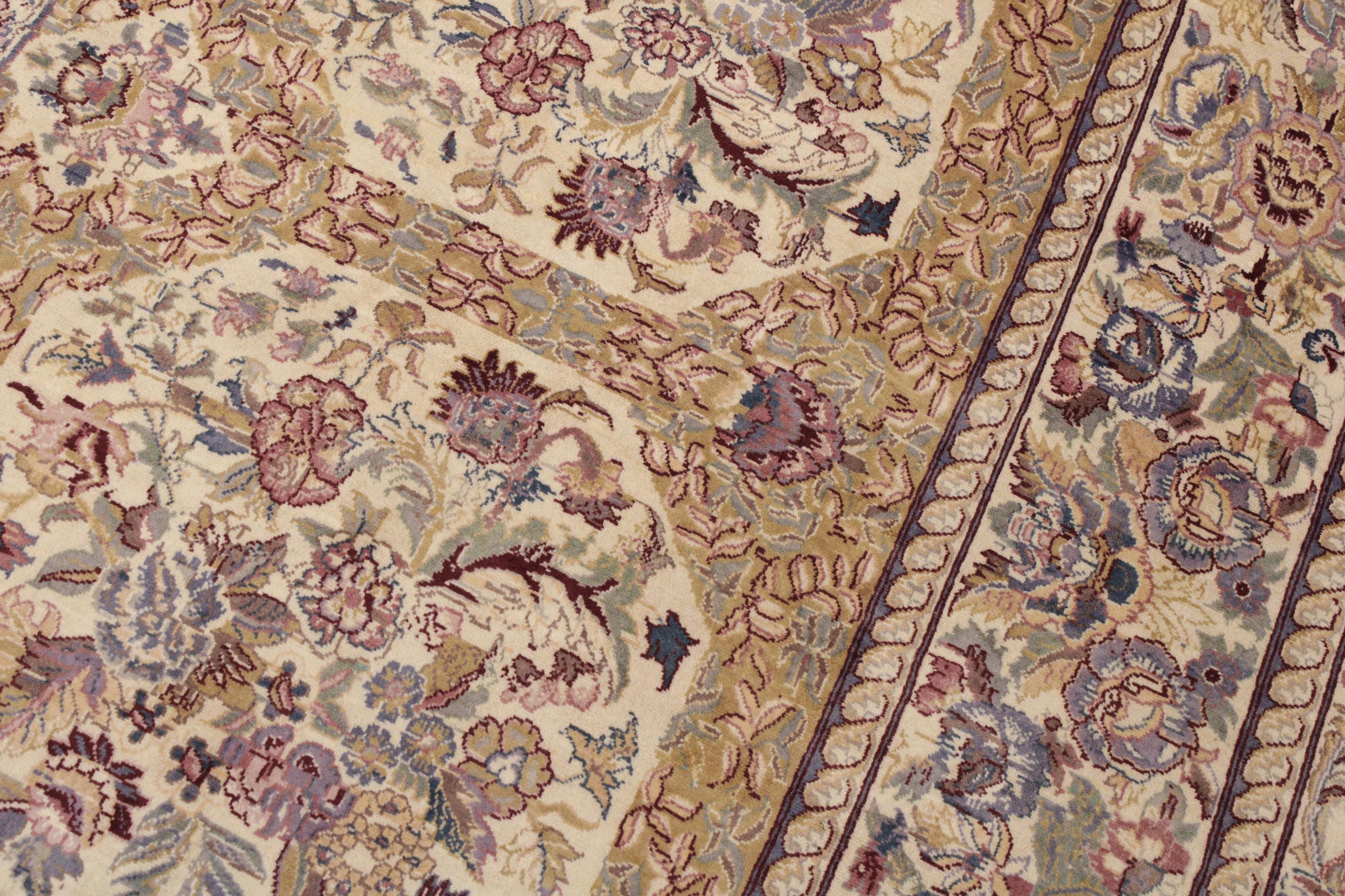 handmade Traditional Nazakat Beige Gold Hand Knotted RECTANGLE 100% WOOL area rug 9x12