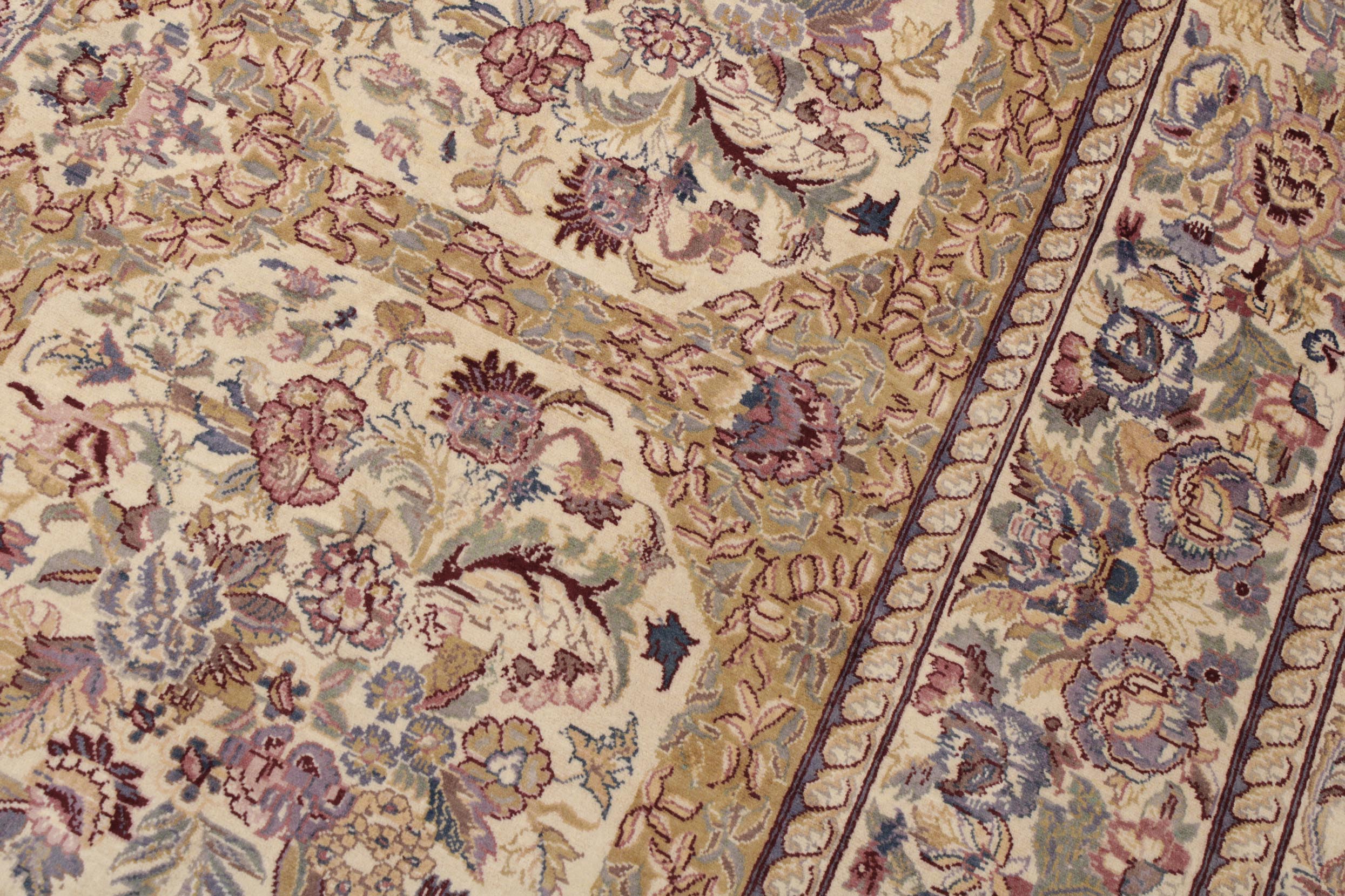 handmade Traditional Nazakat Beige Gold Hand Knotted RECTANGLE 100% WOOL area rug 9x12