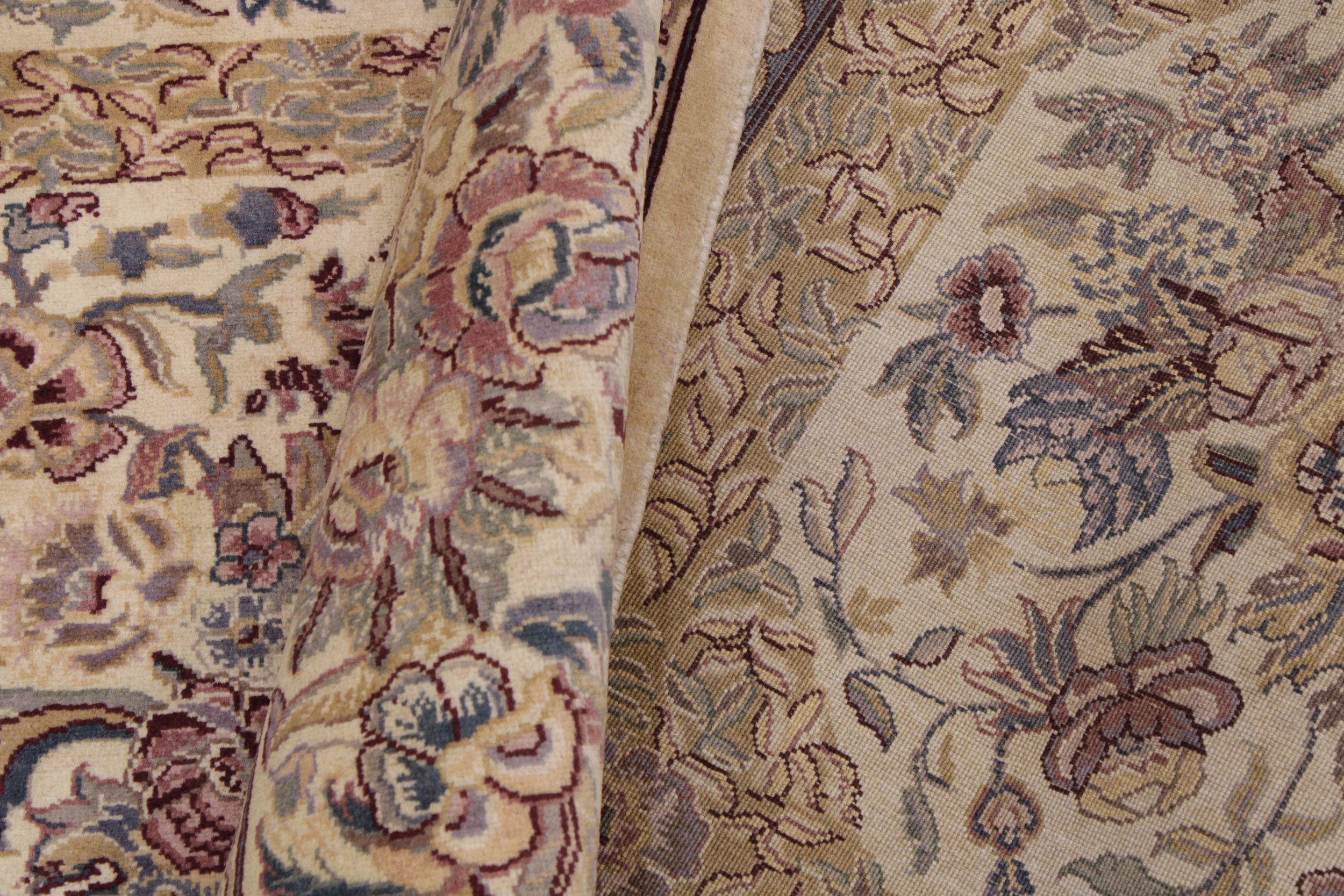 handmade Traditional Nazakat Beige Gold Hand Knotted RECTANGLE 100% WOOL area rug 9x12