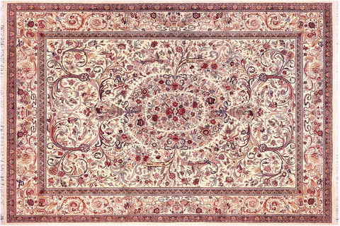 handmade Traditional Kala Bage Ivory Gold Hand Knotted RECTANGLE 100% WOOL area rug 9x12