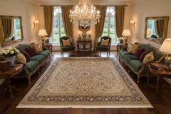 handmade Traditional Anarlaki Taupe Green Hand Knotted RECTANGLE 100% WOOL area rug 9x12