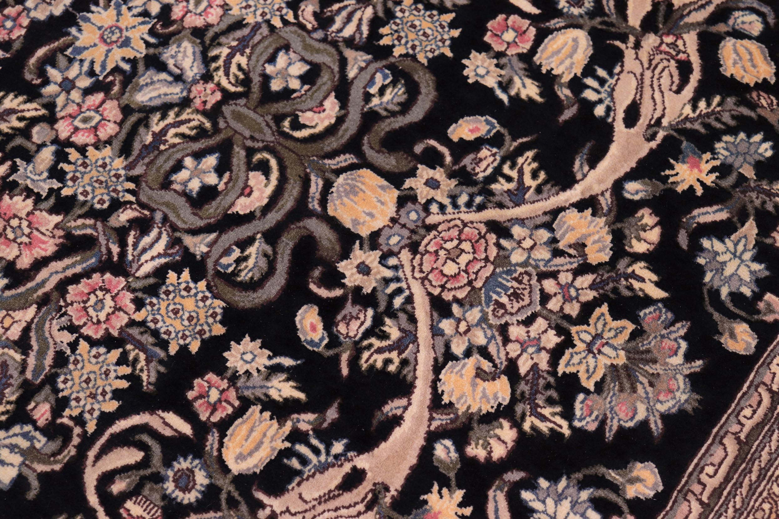 handmade Traditional Tamour Black Black Hand Knotted RECTANGLE 100% WOOL area rug 9x12