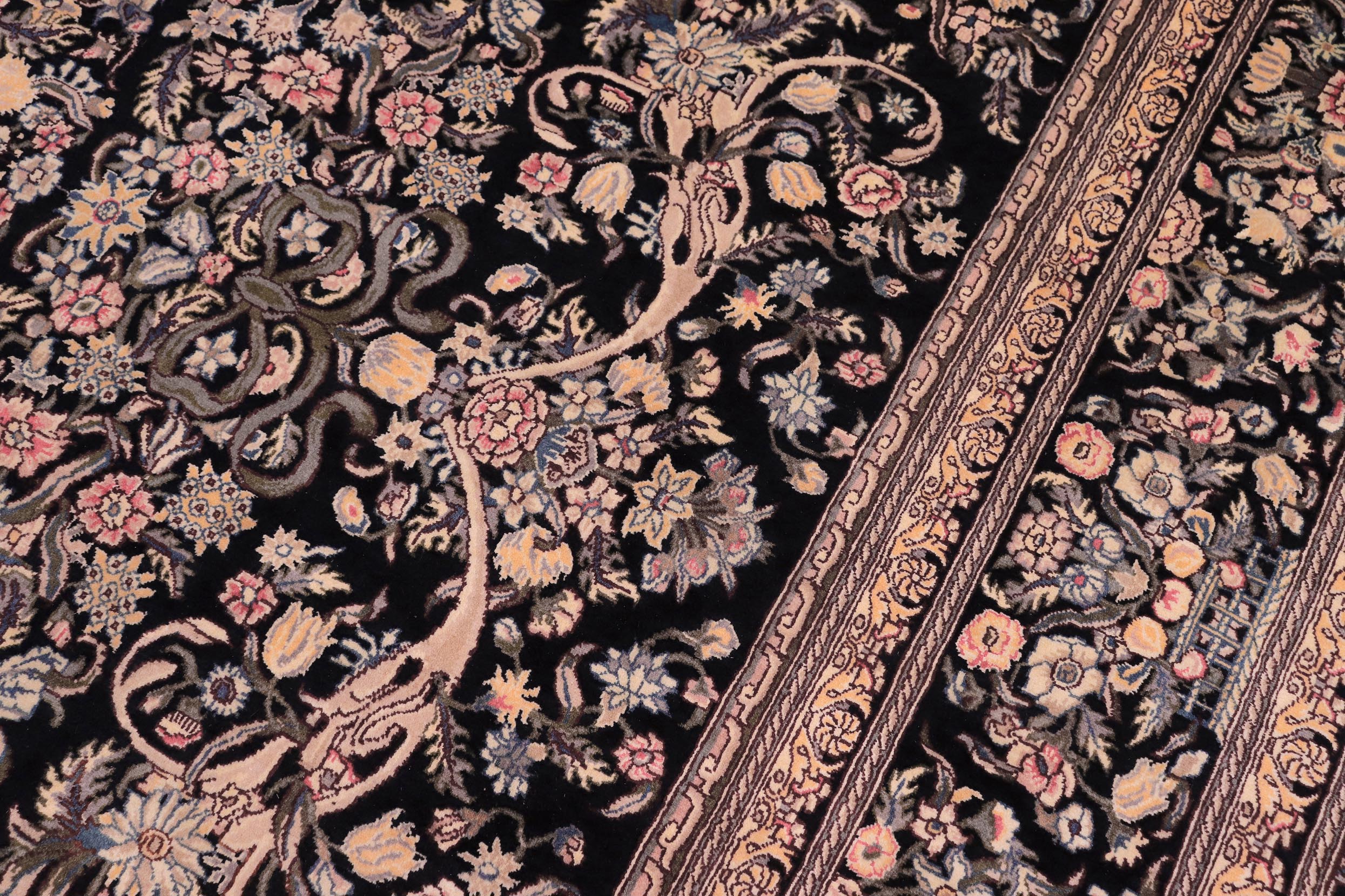 handmade Traditional Tamour Black Black Hand Knotted RECTANGLE 100% WOOL area rug 9x12