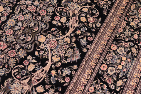 handmade Traditional Tamour Black Black Hand Knotted RECTANGLE 100% WOOL area rug 9x12