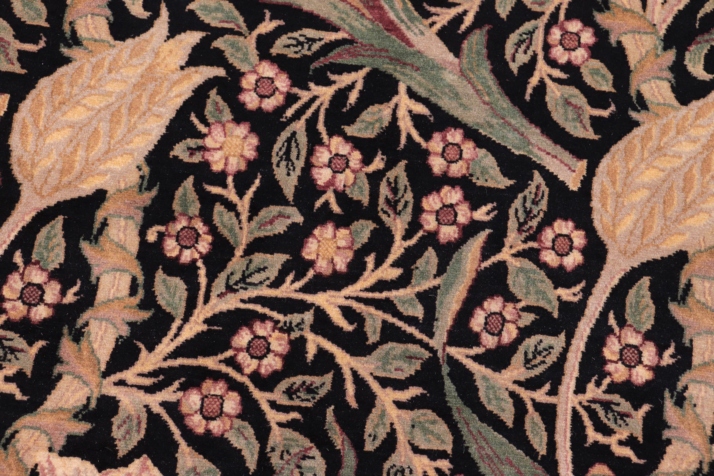 handmade Transitional Dafodils Black Taupe Hand Knotted RECTANGLE 100% WOOL area rug 9x12
