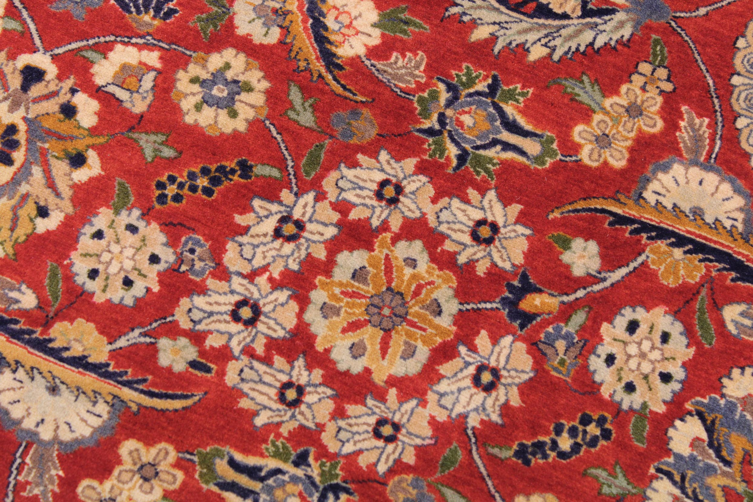 handmade Transitional Agra Tabriz Red Blue Hand Knotted RECTANGLE 100% WOOL area rug 9x12