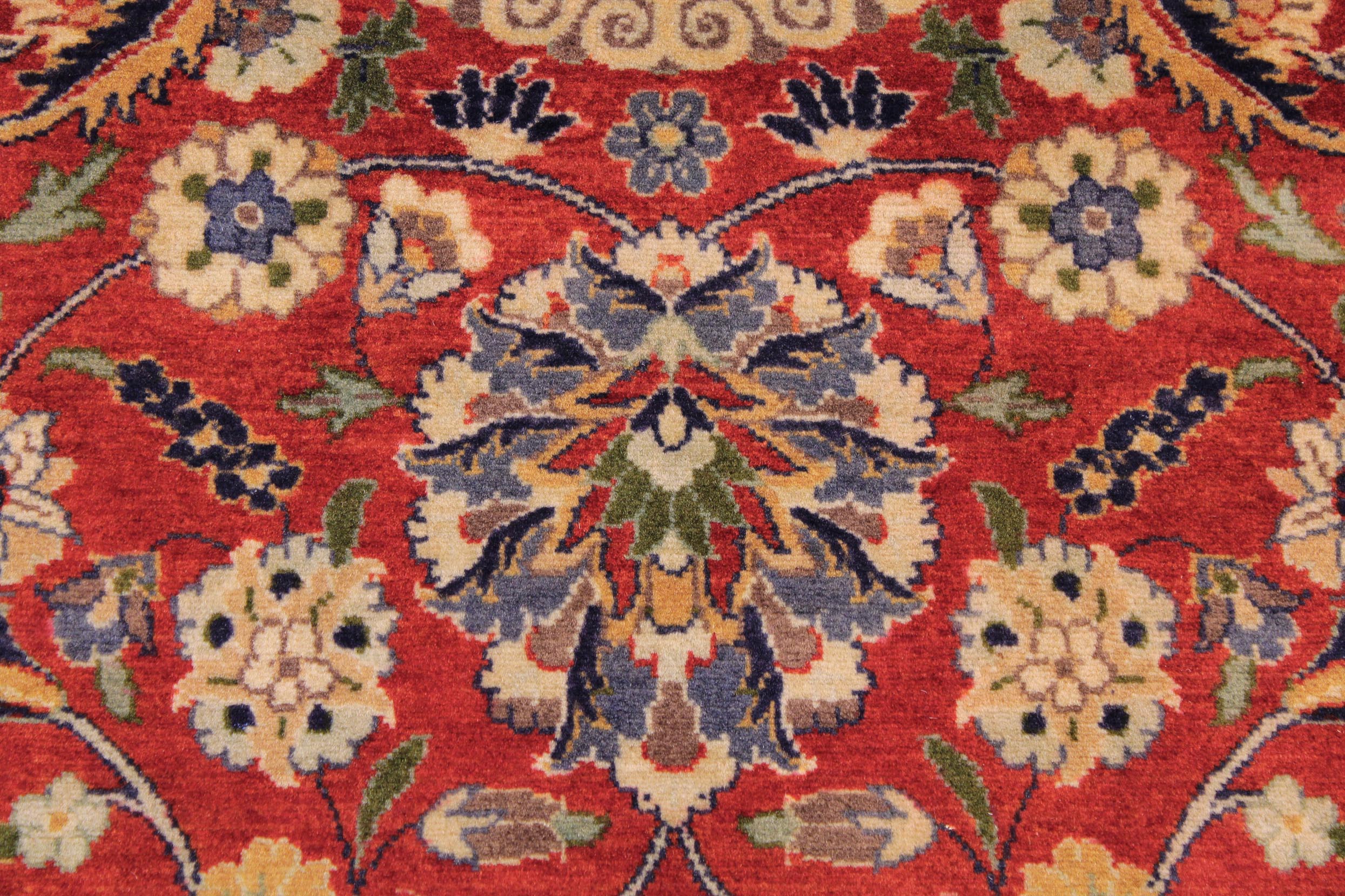 handmade Transitional Agra Tabriz Red Blue Hand Knotted RECTANGLE 100% WOOL area rug 9x12