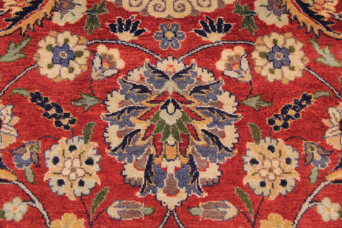 handmade Transitional Agra Tabriz Red Blue Hand Knotted RECTANGLE 100% WOOL area rug 9x12