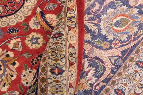 handmade Transitional Agra Tabriz Red Blue Hand Knotted RECTANGLE 100% WOOL area rug 9x12
