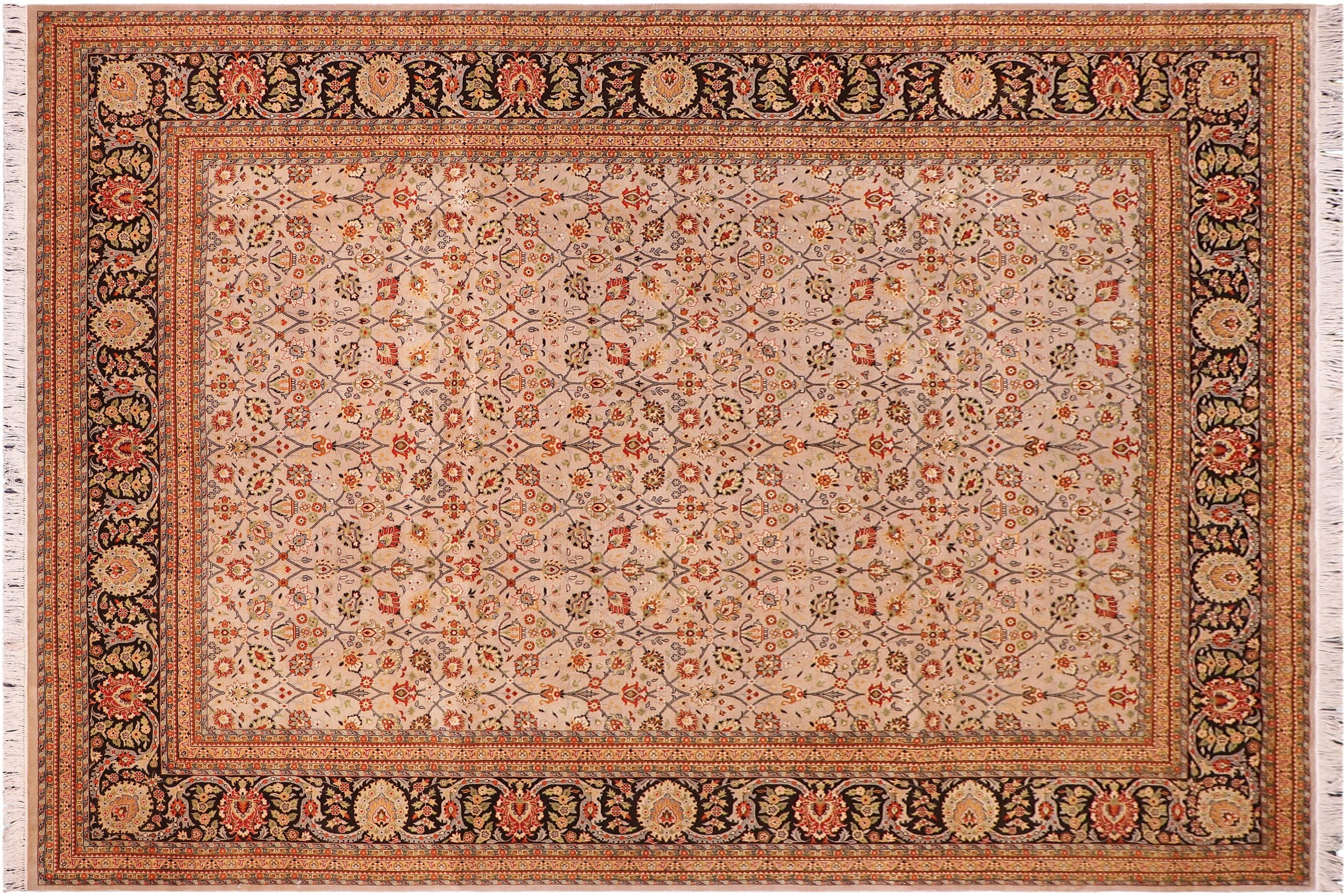 handmade Transitional Regular Beige Black Hand Knotted RECTANGLE 100% WOOL area rug 9' x 12'