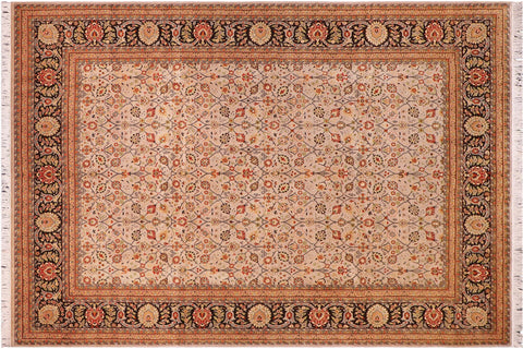 handmade Transitional Regular Beige Black Hand Knotted RECTANGLE 100% WOOL area rug 9' x 12'
