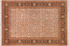 handmade Transitional Regular Beige Black Hand Knotted RECTANGLE 100% WOOL area rug 9' x 12'