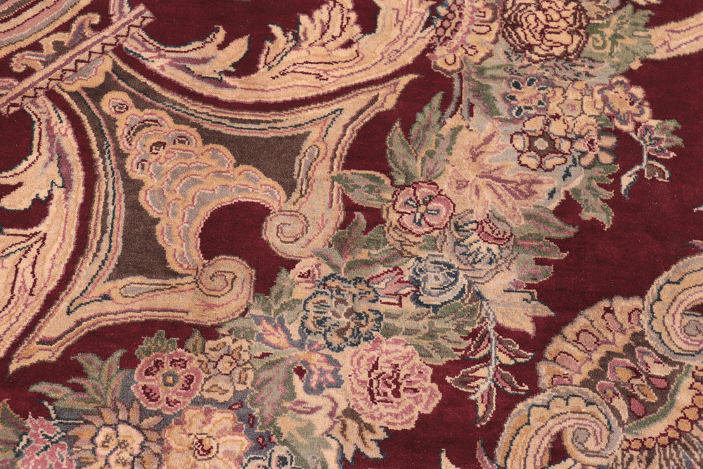 handmade Traditional Savonarrie Red Pink Hand Knotted RECTANGLE 100% WOOL area rug 9x12