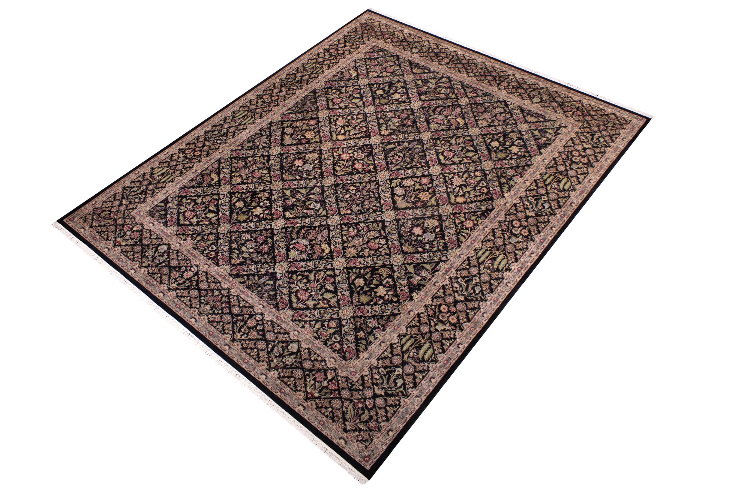 handmade Transitional Nadeem Black Green Hand Knotted RECTANGLE 100% WOOL area rug 9x12