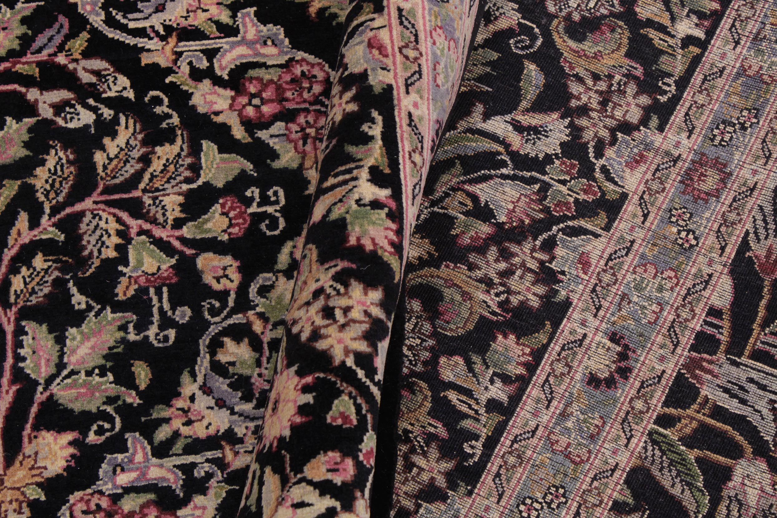 handmade Transitional Nadeem Black Green Hand Knotted RECTANGLE 100% WOOL area rug 9x12