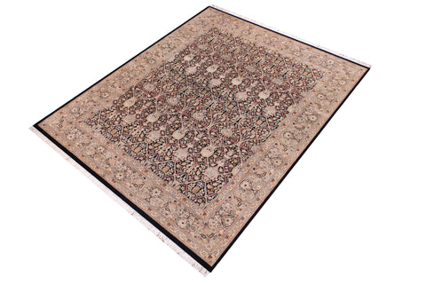 handmade Transitional Mujahid Black Taupe Hand Knotted RECTANGLE 100% WOOL area rug 9x12