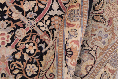 handmade Transitional Mujahid Black Taupe Hand Knotted RECTANGLE 100% WOOL area rug 9x12