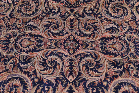 handmade Traditional Savonarrie Blue Blue Hand Knotted RECTANGLE 100% WOOL area rug 9x12