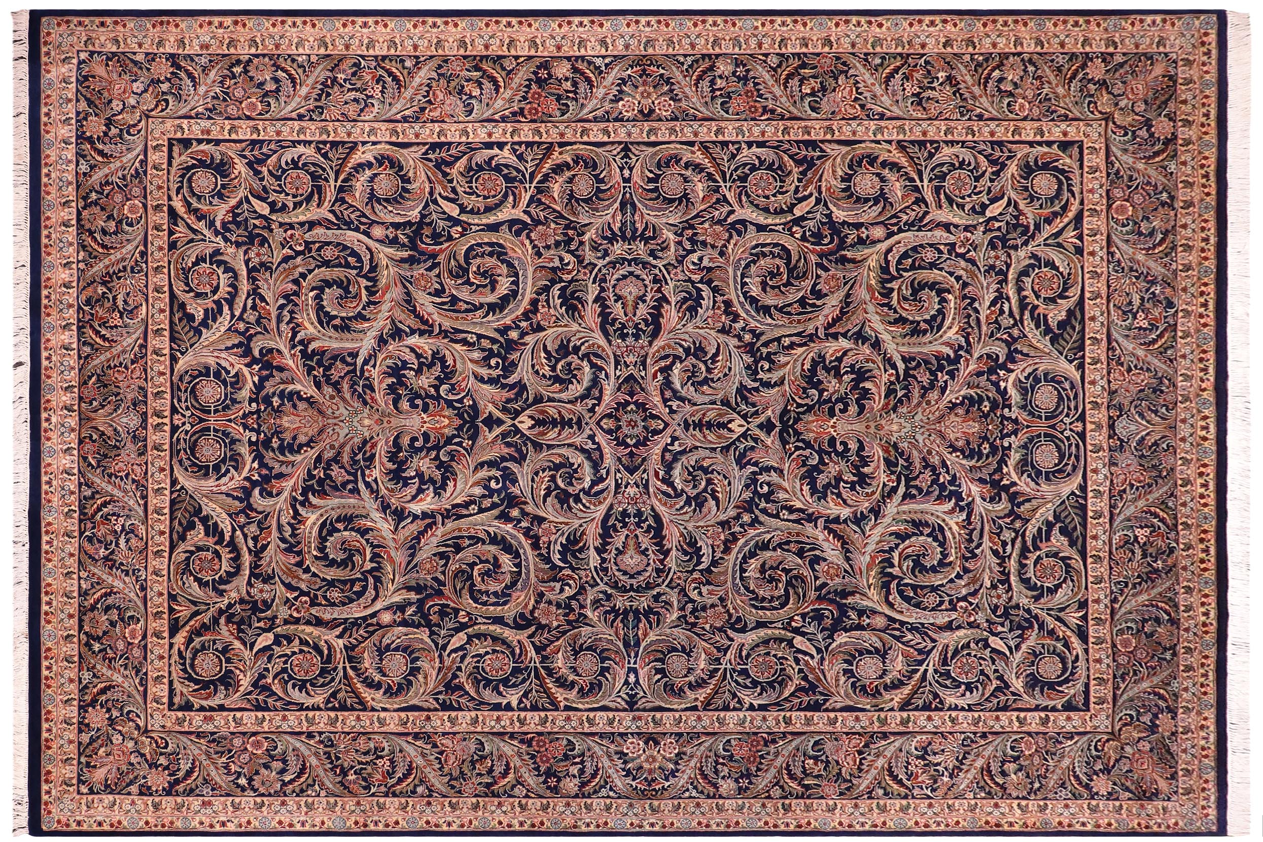 handmade Traditional Savonarrie Blue Blue Hand Knotted RECTANGLE 100% WOOL area rug 9x12