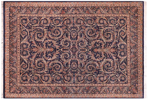 handmade Traditional Savonarrie Blue Blue Hand Knotted RECTANGLE 100% WOOL area rug 9x12