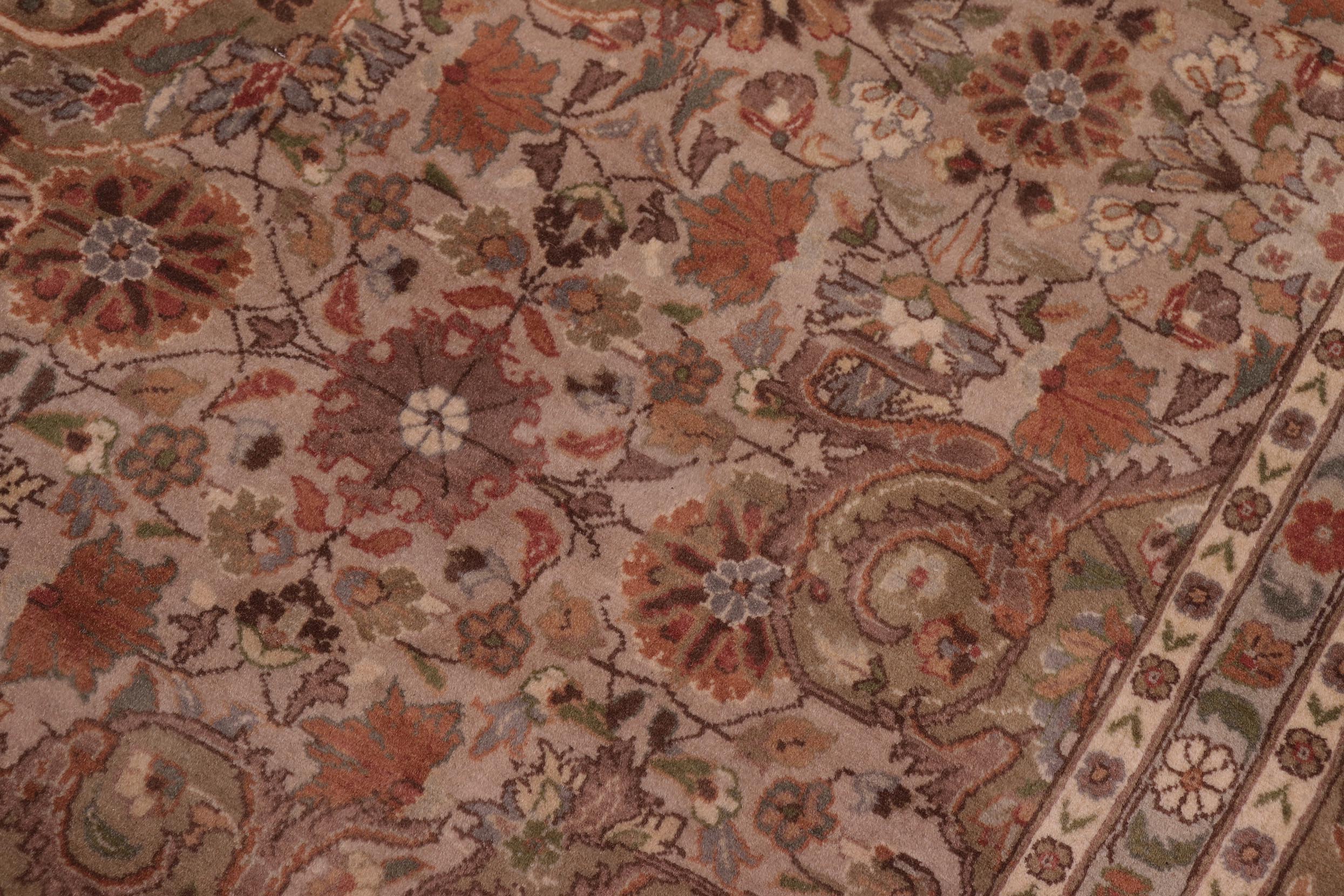 handmade Traditional Farhad Taupe Green Hand Knotted RECTANGLE 100% WOOL area rug 9x12
