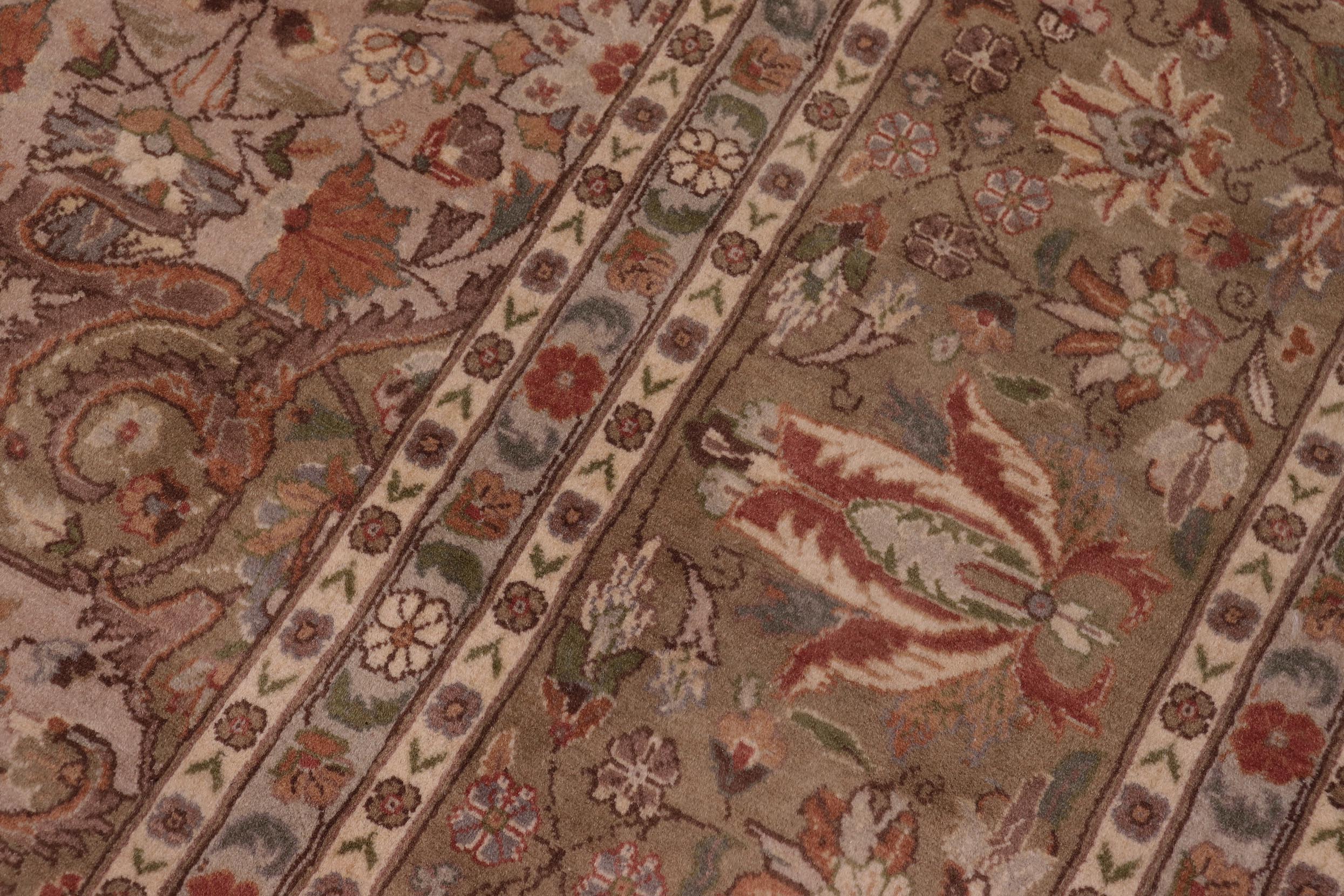 handmade Traditional Farhad Taupe Green Hand Knotted RECTANGLE 100% WOOL area rug 9x12