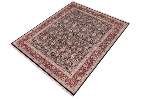 handmade Transitional Mujahid Black Red Hand Knotted RECTANGLE 100% WOOL area rug 9x12