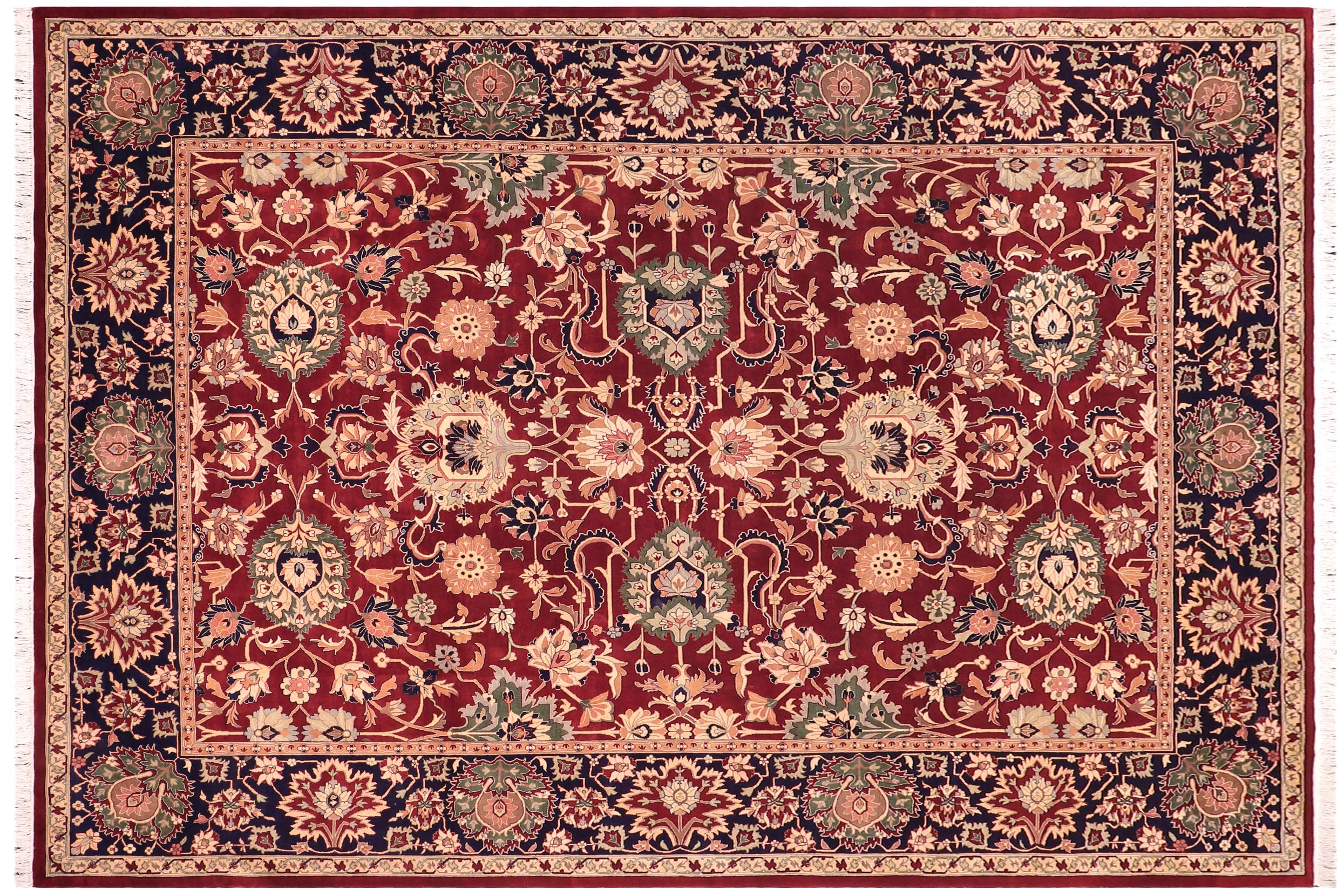 handmade Traditional Kafkaz Red Blue Hand Knotted RECTANGLE 100% WOOL area rug 9x12