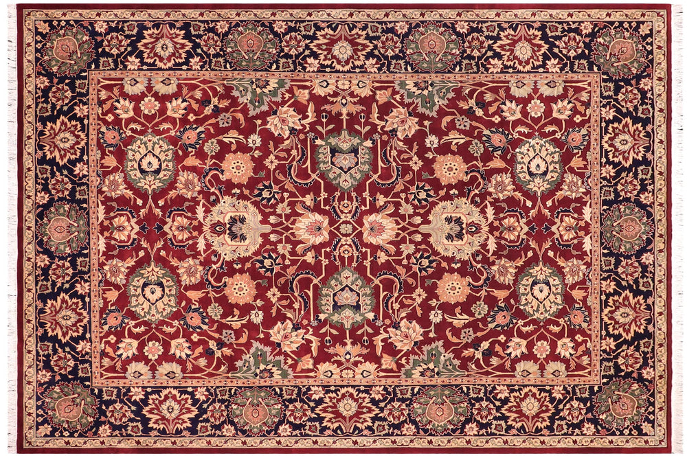 handmade Traditional Kafkaz Red Blue Hand Knotted RECTANGLE 100% WOOL area rug 9x12