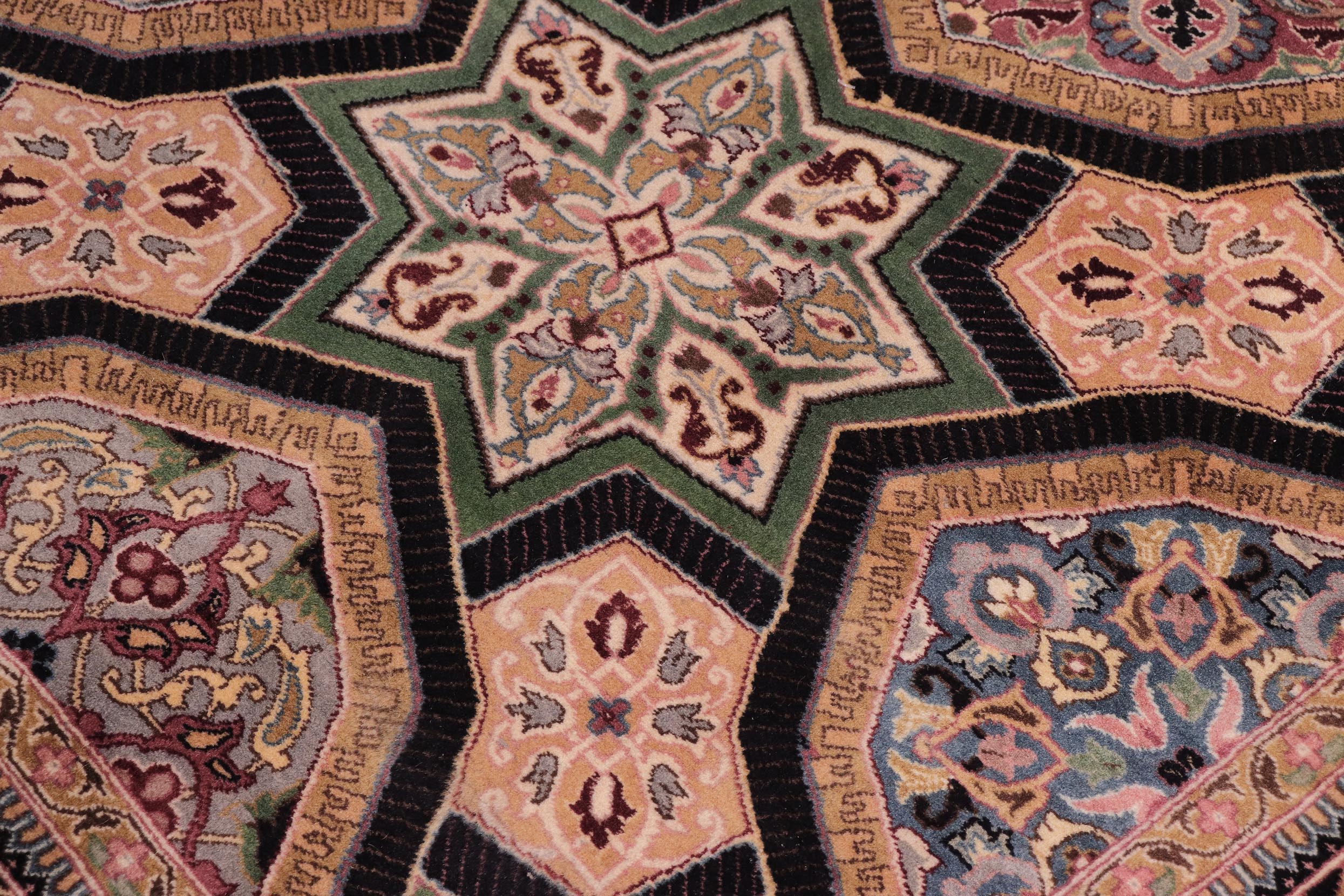 handmade Transitional Firdous Black Multi Hand Knotted RECTANGLE 100% WOOL area rug 9x12