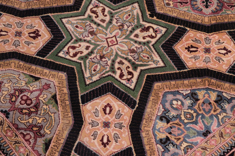 handmade Transitional Firdous Black Multi Hand Knotted RECTANGLE 100% WOOL area rug 9x12