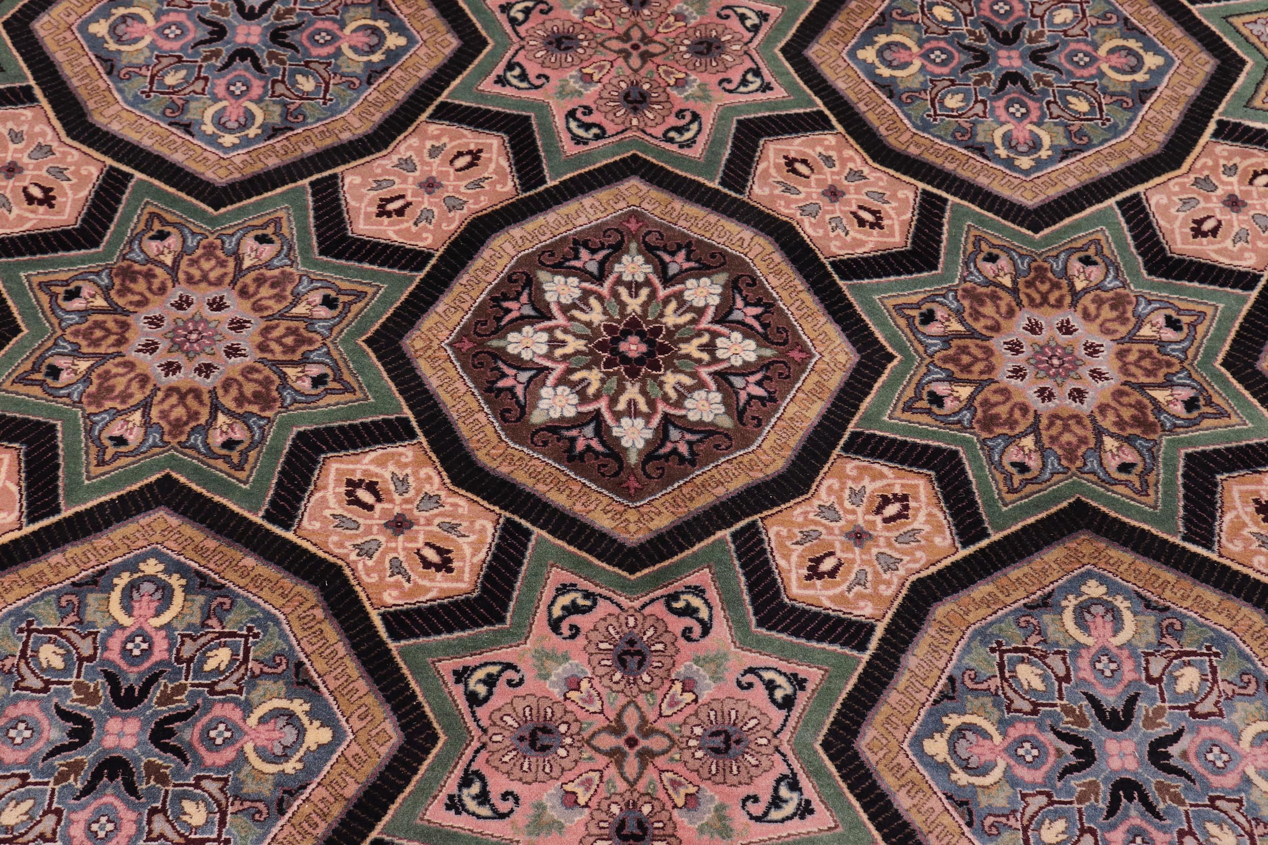 handmade Transitional Firdous Black Multi Hand Knotted RECTANGLE 100% WOOL area rug 9x12