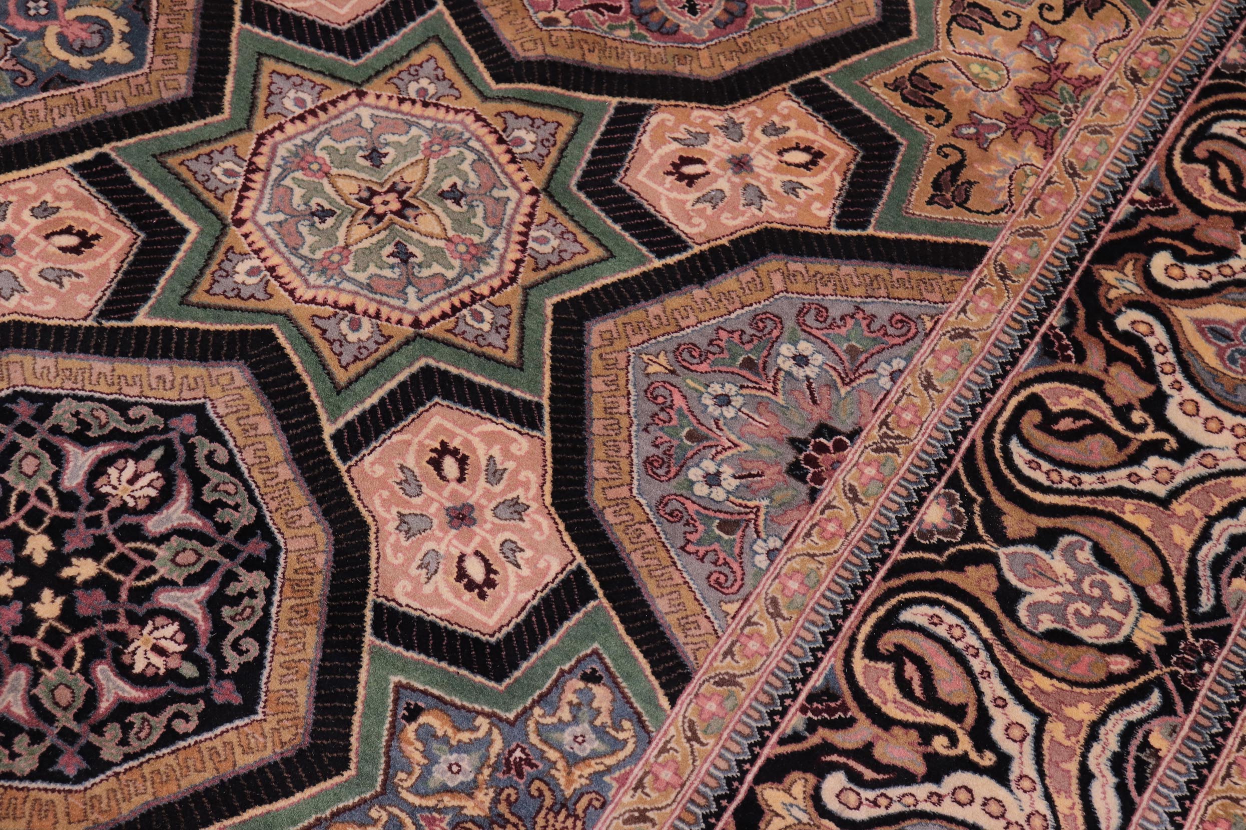 handmade Transitional Firdous Black Multi Hand Knotted RECTANGLE 100% WOOL area rug 9x12