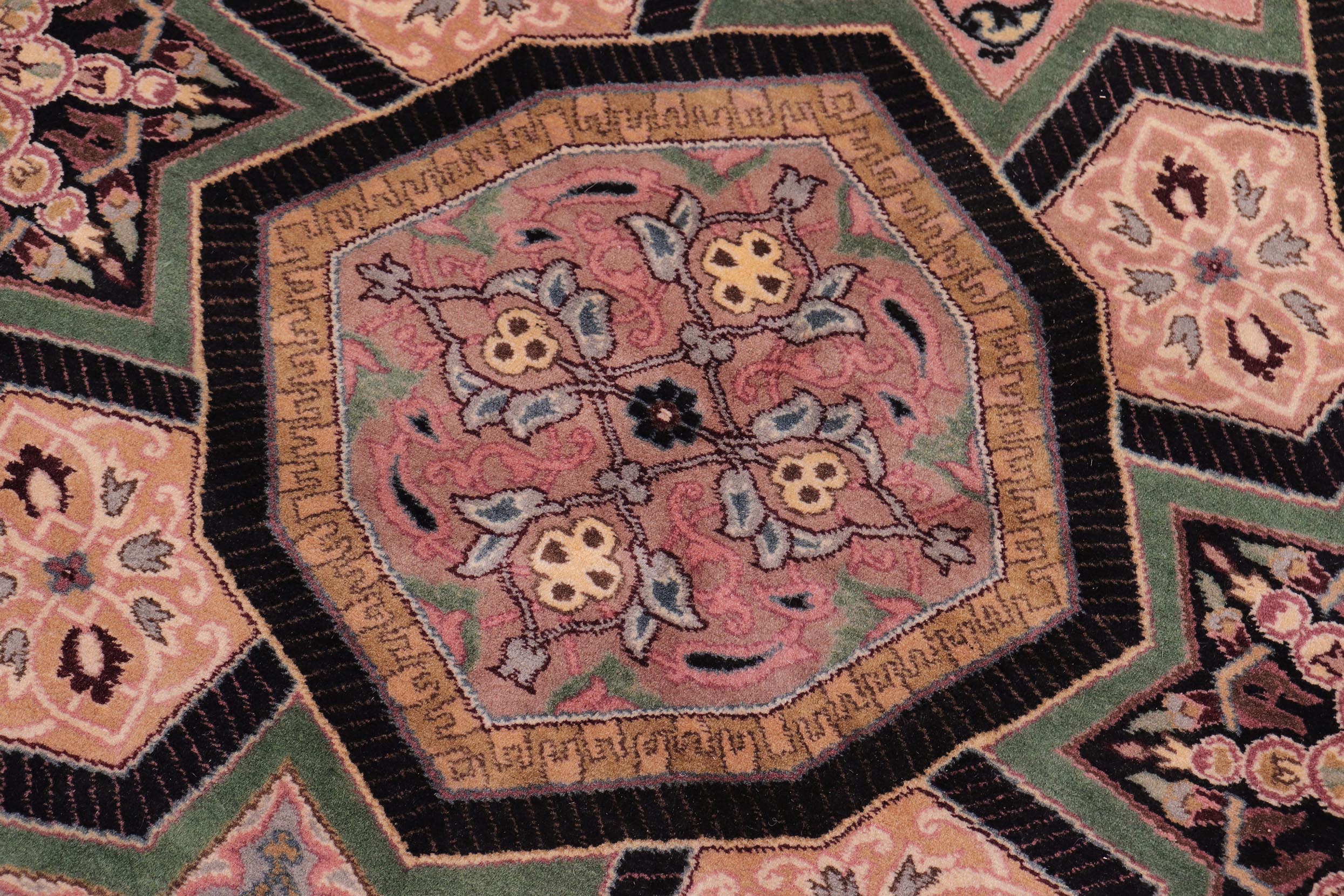 handmade Transitional Firdous Black Multi Hand Knotted RECTANGLE 100% WOOL area rug 9x12