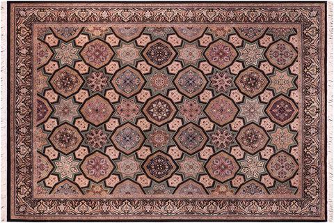handmade Transitional Firdous Black Multi Hand Knotted RECTANGLE 100% WOOL area rug 9x12