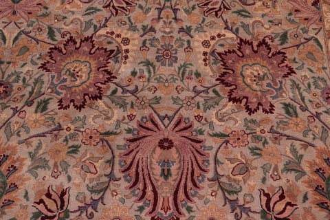 handmade Traditional Lahore Taupe Maroon Hand Knotted RECTANGLE 100% WOOL area rug 9x13