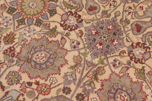 handmade Transitional Tabriz Gold Green Hand Knotted RECTANGLE 100% WOOL area rug 9x12